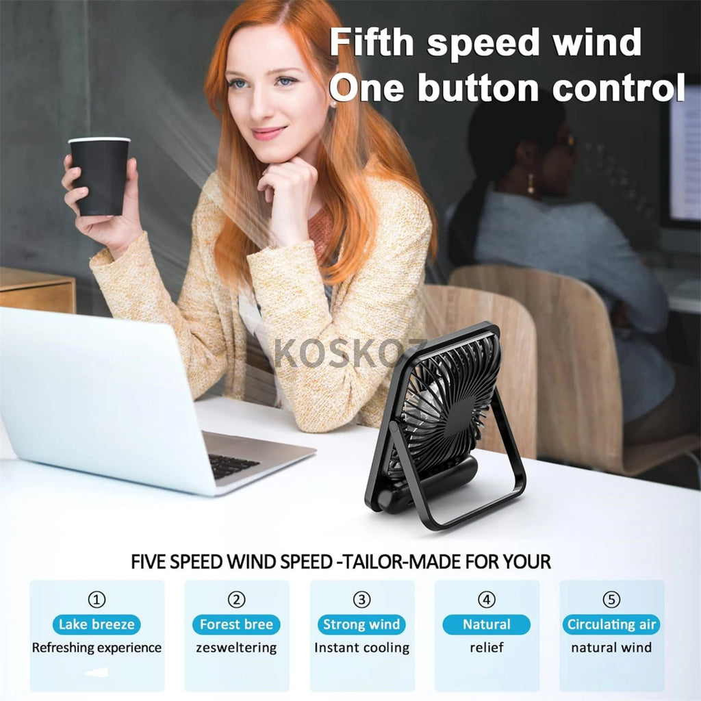 Portable Rechargeable Fan – 5 Speeds