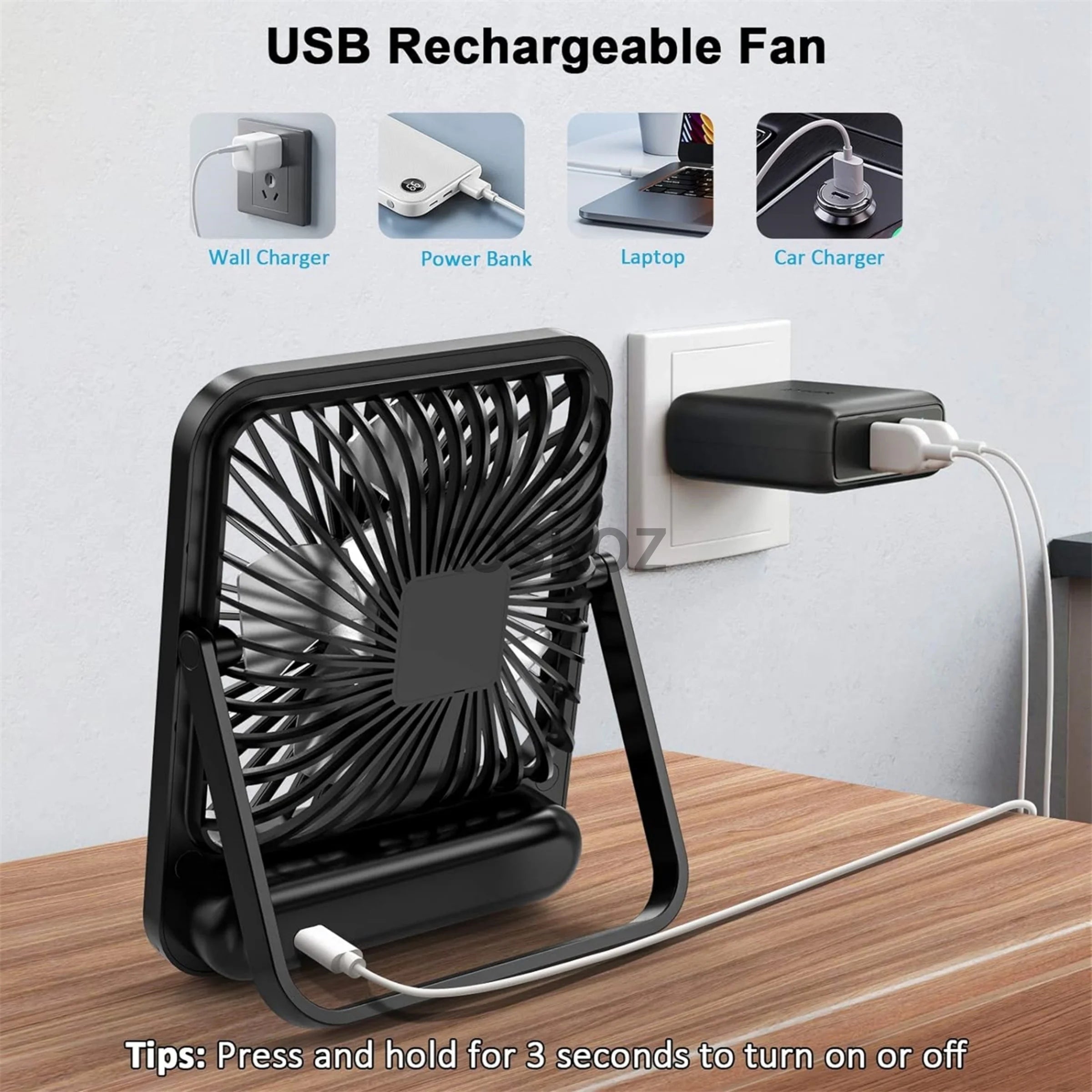 Portable Rechargeable Fan – 5 Speeds