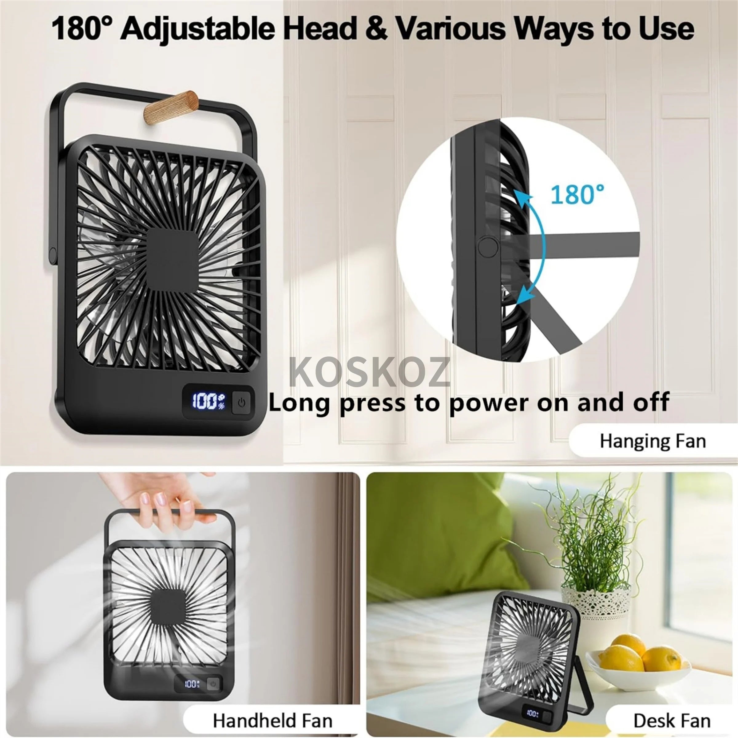 Portable Rechargeable Fan – 5 Speeds