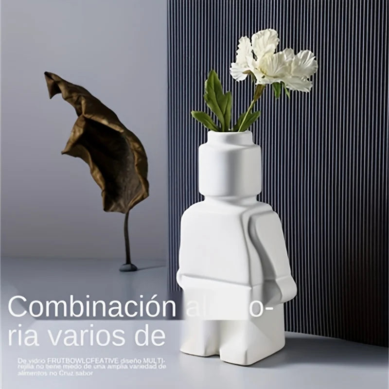 Nordic Style Ceramic Robot Vase Indoor