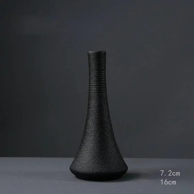 Black Ceramic Small Vase Home Decoration