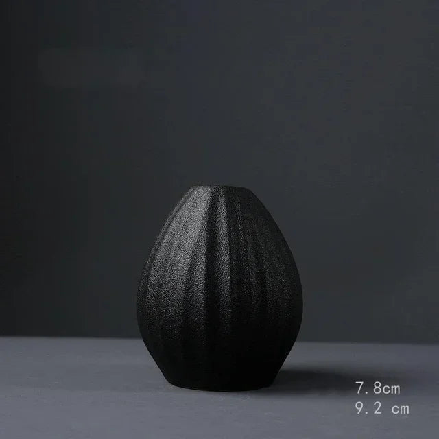 Black Ceramic Small Vase Home Decoration