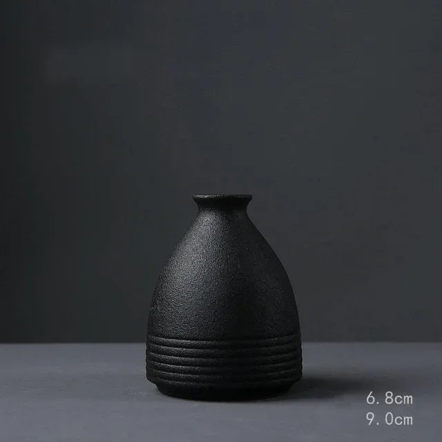 Black Ceramic Small Vase Home Decoration