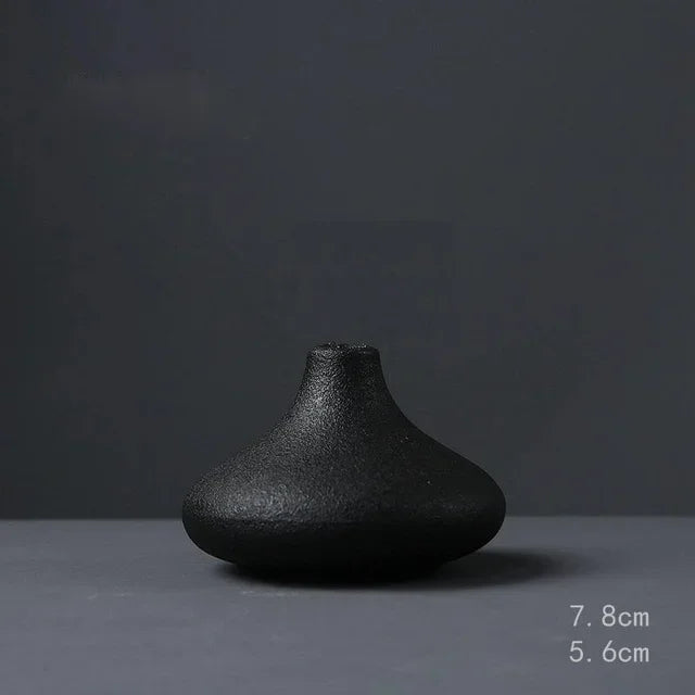 Black Ceramic Small Vase Home Decoration