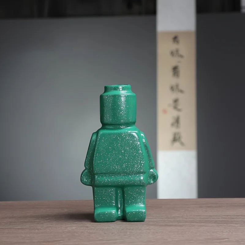 Nordic Style Ceramic Robot Vase Indoor