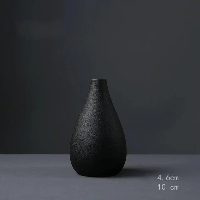Black Ceramic Small Vase Home Decoration