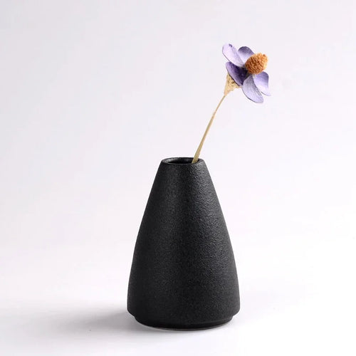 Black Ceramic Small Vase Home Decoration