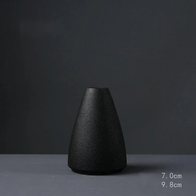 Black Ceramic Small Vase Home Decoration
