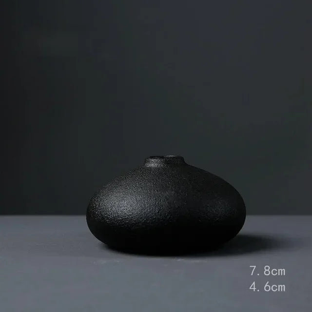 Black Ceramic Small Vase Home Decoration