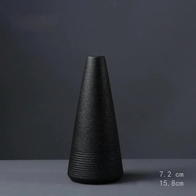 Black Ceramic Small Vase Home Decoration
