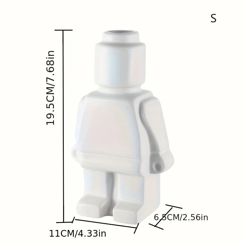 Nordic Style Ceramic Robot Vase Indoor